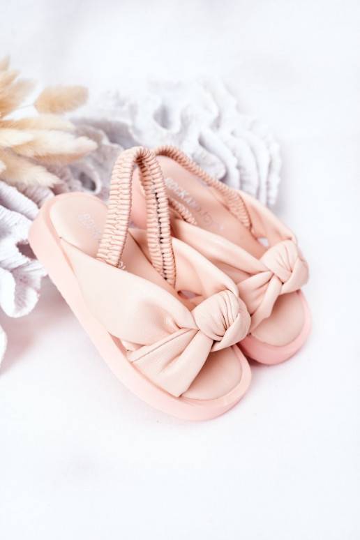 Sandalen für Kinder mit Druckknopfverschluss, rosa Farbe
