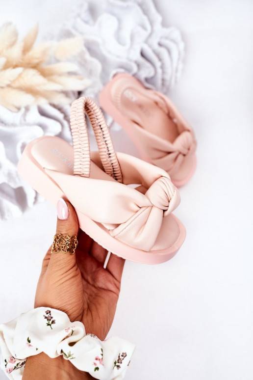 Sandalen für Kinder mit Druckknopfverschluss, rosa Farbe