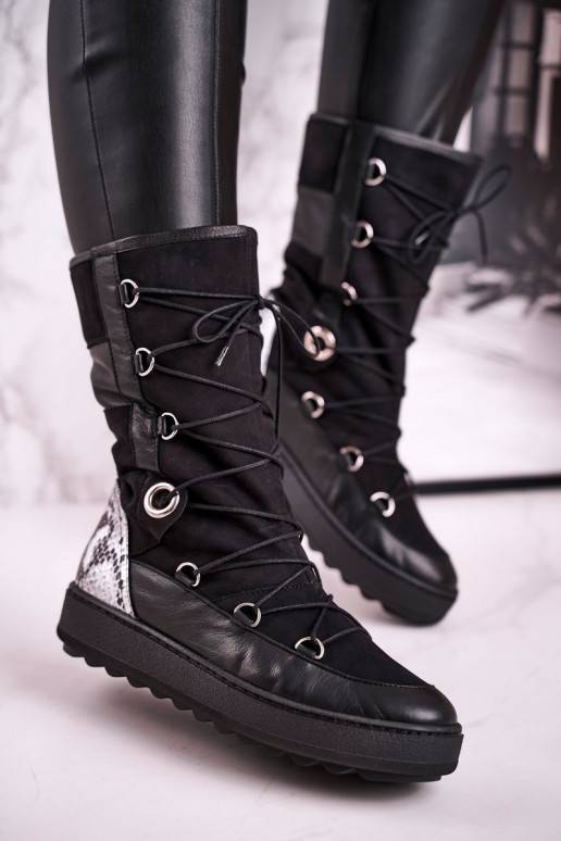 Schneestiefel aus Wildleder mit Fell...