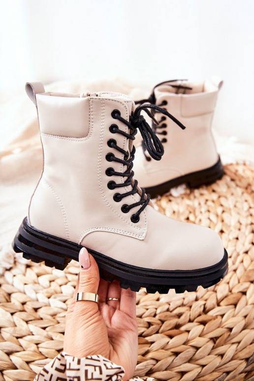 Klassisches Modell Kinderstiefel mit Reißverschlüssen beige Clarika