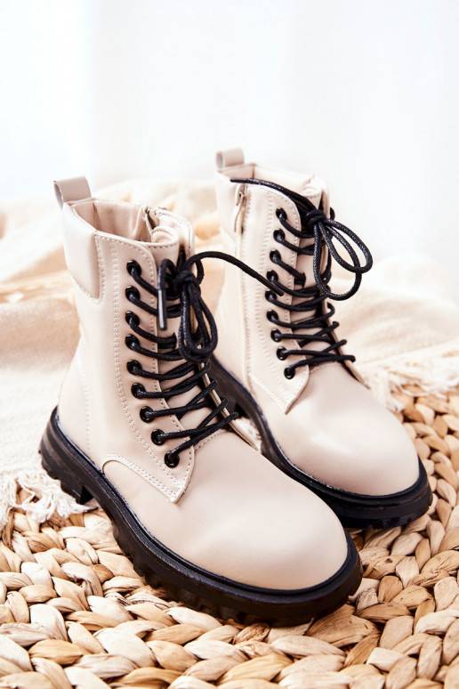 Klassisches Modell Kinderstiefel mit Reißverschlüssen beige Clarika
