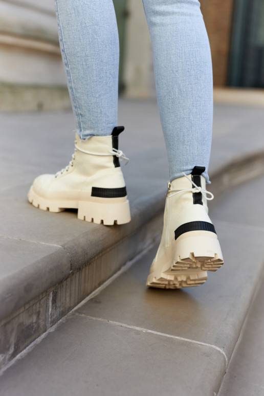 Damen-Stiefeletten in Elfenbeinfarbe...