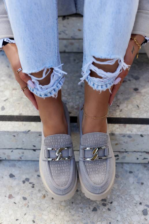 Modische Schuhe aus Wildleder in Grau...