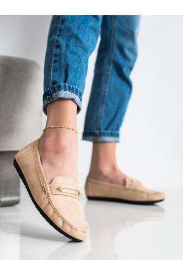 Bequeme beige Mokassins