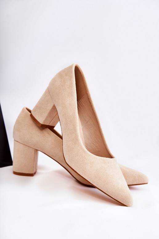 Klassisches Modell Wildlederschuhe mit Absätzen beige Lency