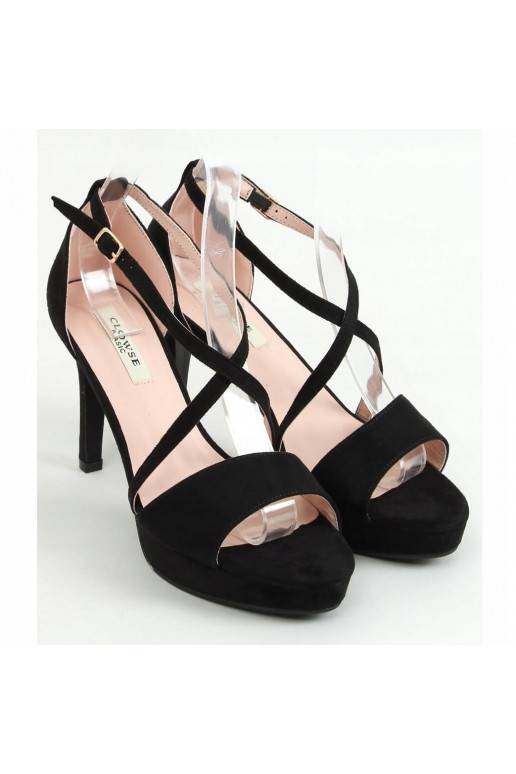 Schwarze Wildledersandalen mit dünnem Absatz