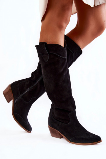 Schwarze lange Stiefel mit...