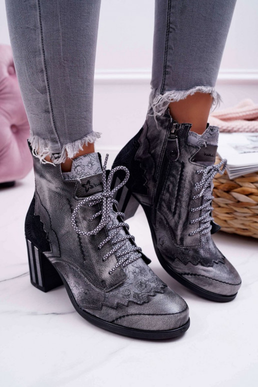 Graue Damenstiefel aus Naturleder Graue Damenstiefel aus Naturleder