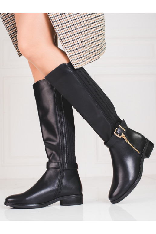 Schwarze Lederschuhe Shelovet