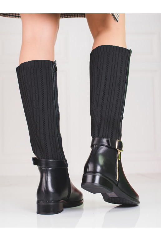 Schwarze Lederschuhe Shelovet