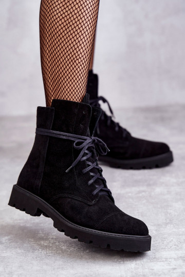 Wildleder-Stiefelette mit Reißverschlüssen Nicole in Schwarz