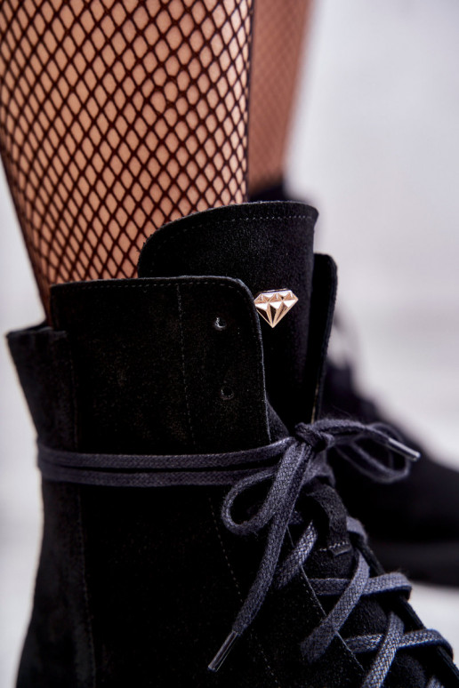 Wildleder-Stiefelette mit Reißverschlüssen Nicole in Schwarz