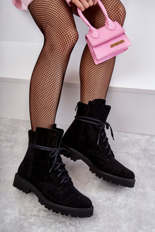 Wildleder-Stiefelette mit Reißverschlüssen Nicole in Schwarz