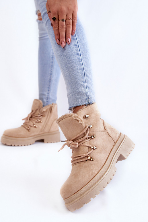 Beige Wildlederstiefel von Bellita