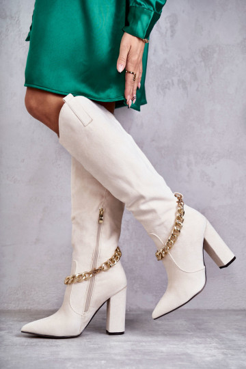 Beheizte Stiefeletten mit Ketten in Elfenbein Jasmin 2