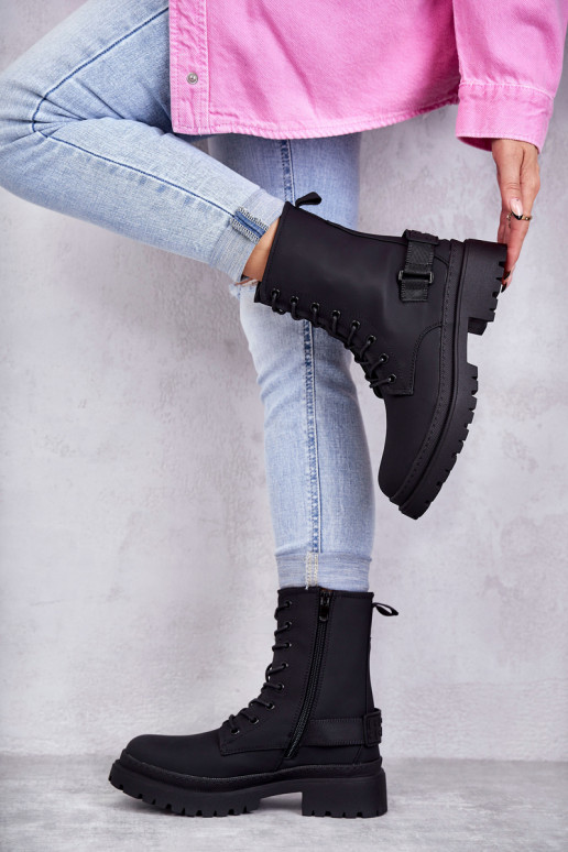 Gewärmte Stiefel mit Reißverschlüssen in der Farbe Schwarz von Fabiola