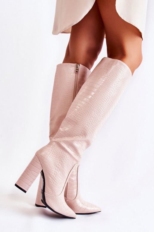 lange Stiefel mit Absätzen beige... lange Stiefel mit Absätzen beige...