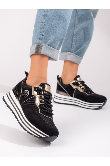 Schwarze Freizeit-Schnürschuhe für Damen von Potocki