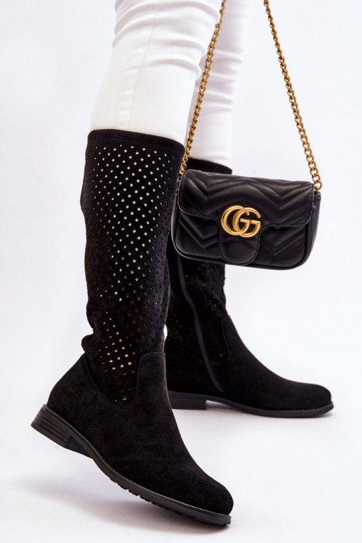 Lange Wildlederstiefel in der...