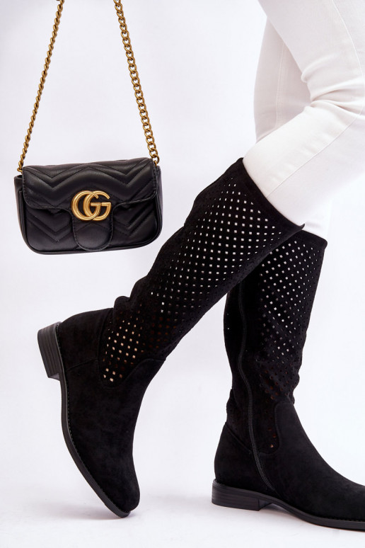 Lange Wildlederstiefel in der...