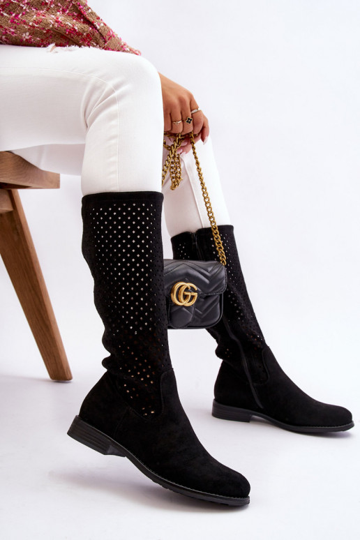 Lange Wildlederstiefel in der...