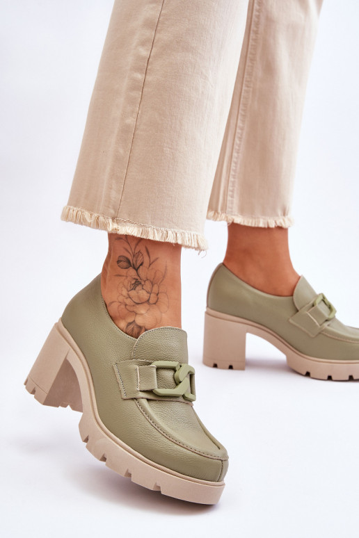 Elegante Harmell-Schuhe mit Absatz und Ornamenten in Grün