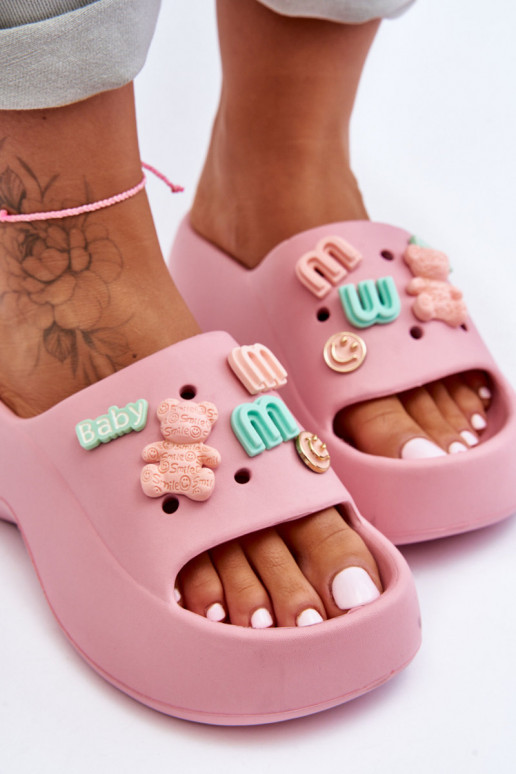 Hellrosa Lorie-Hausschuhe mit schönen...