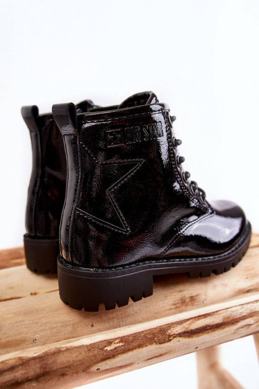 Gewärmte Kinderstiefel mit Lackeffekt Big Star in schwarzer Farbe