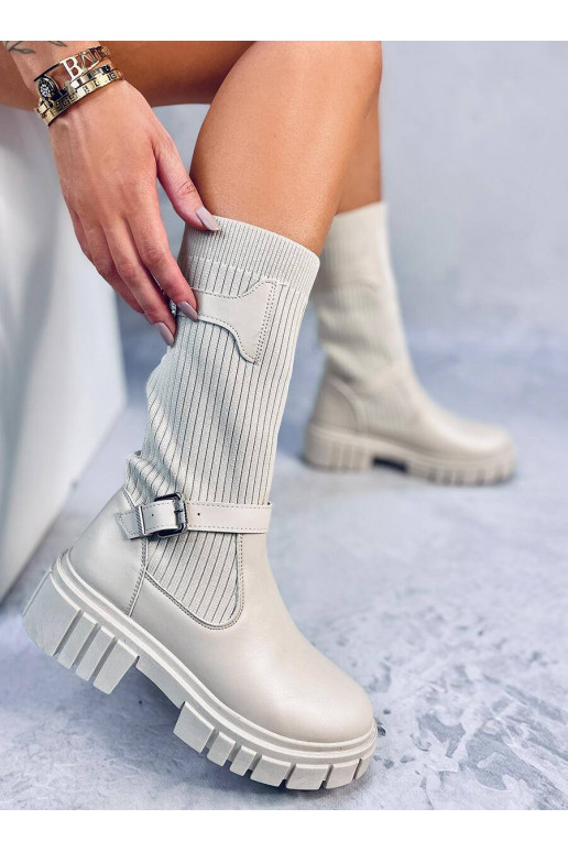 Lange Stiefel beige Farbe RHEA BEIGE