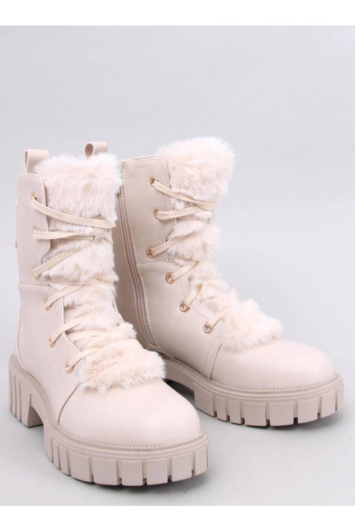 MELVIN BEIGE Schnürstiefel mit Fell