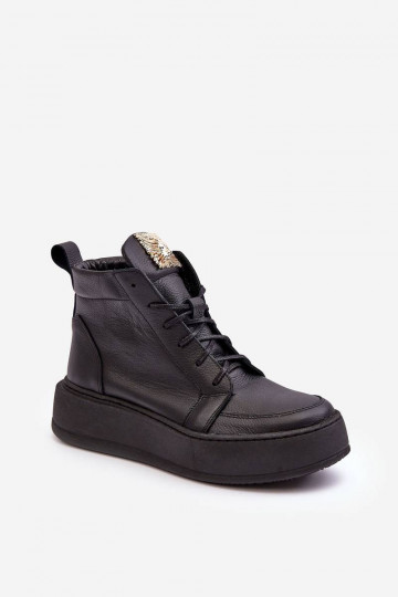 Schnürstiefeletten in der Farbe Schwarz Nicole 2