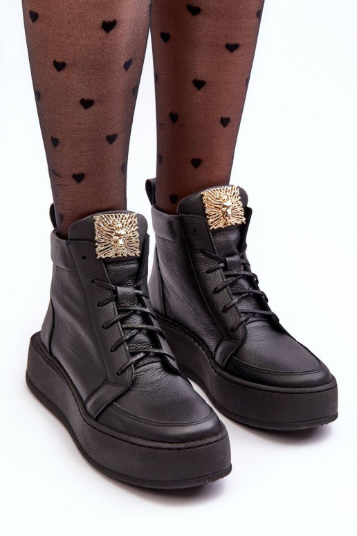 Schnürstiefeletten in der Farbe Schwarz Nicole