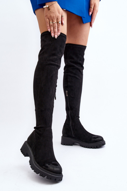 Overknee-Stiefel mit breitem Absatz...