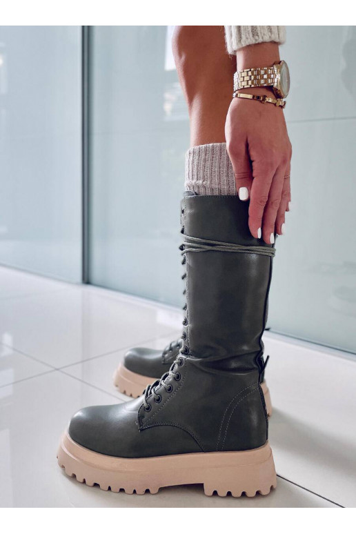 Lange Stiefel mit Schnürsenkeln ZONA GREEN