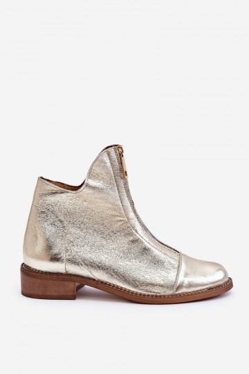 Stiefel mit Reißverschlüssen in der Farbe Gold von Zazoo 2
