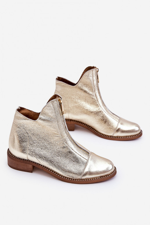 Stiefel mit Reißverschlüssen in der Farbe Gold von Zazoo