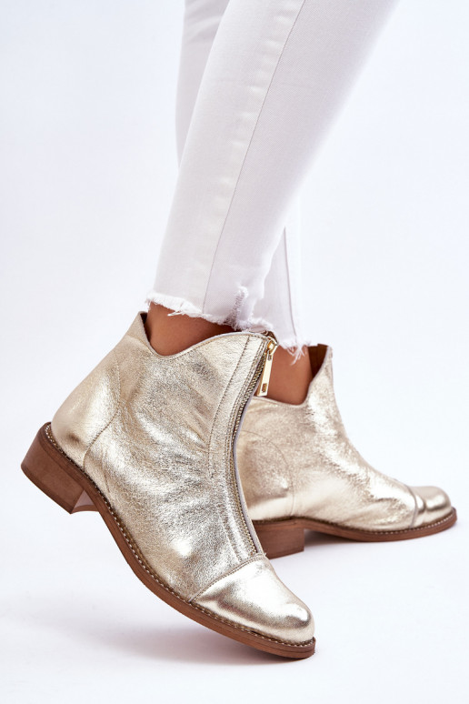 Stiefel mit Reißverschlüssen in der Farbe Gold von Zazoo