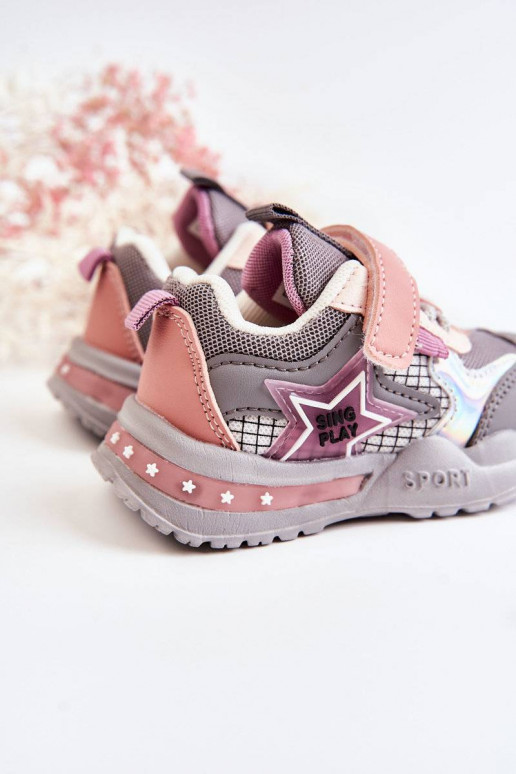Leichte Sportschuhe für Kinder in der Farbe Grau-Rosa Mobby