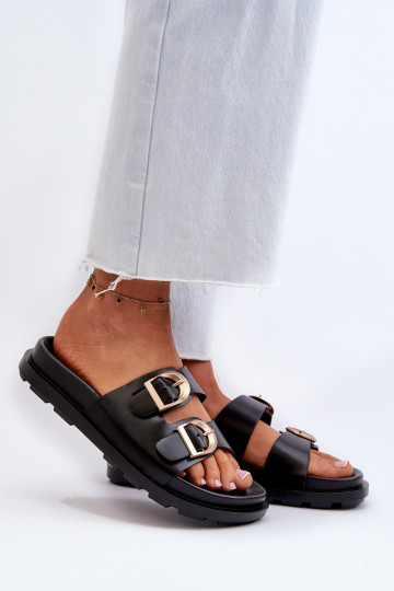 Damen schwarze Slipper aus... 2