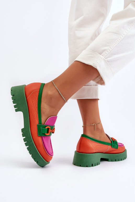 CheBello orangefarbene Mokassins mit... CheBello orangefarbene Mokassins mit...