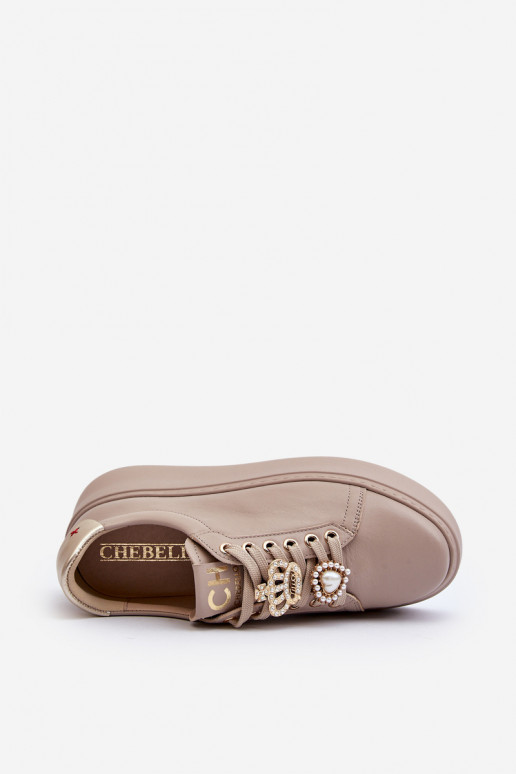 Sneakers Modellschuhe mit schönen Details CheBello 4292 beige