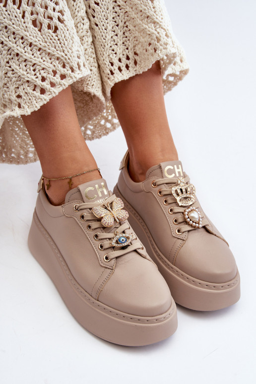 Sneakers Modellschuhe mit schönen Details CheBello 4292 beige