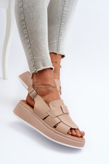 Beigefarbene Plateausandalen von Vivitellia für Damen 2