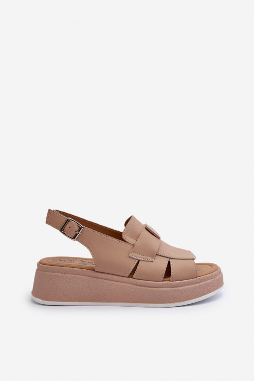 Beigefarbene Plateausandalen von Vivitellia für Damen