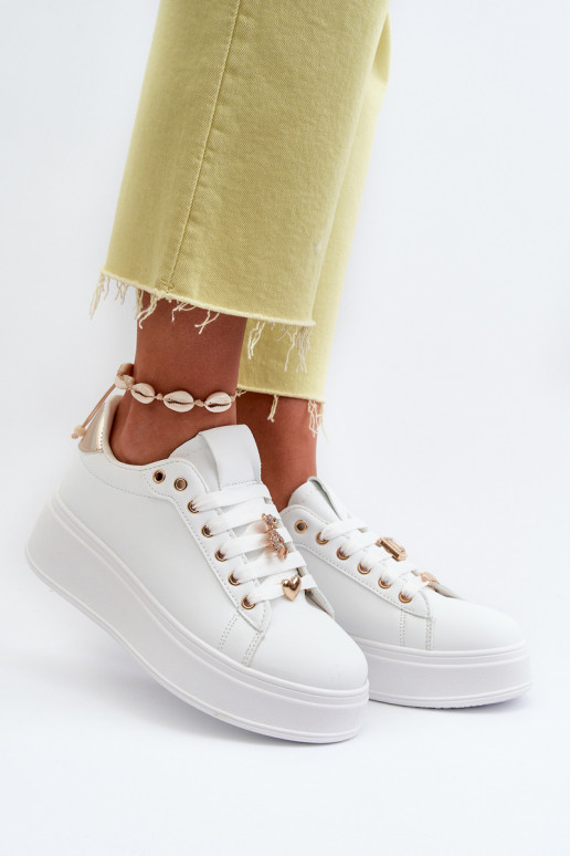 Weiße Damen-Sneaker mit Plateau von... Weiße Damen-Sneaker mit Plateau von...