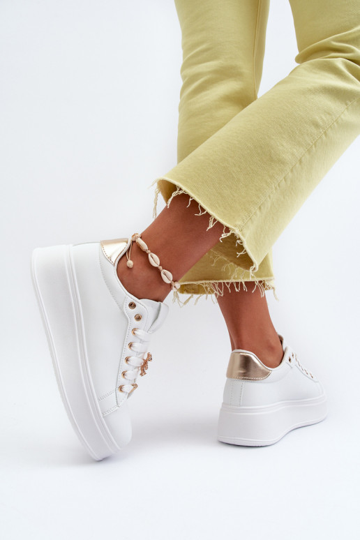 Weiße Damen-Sneaker mit Plateau von... Weiße Damen-Sneaker mit Plateau von...