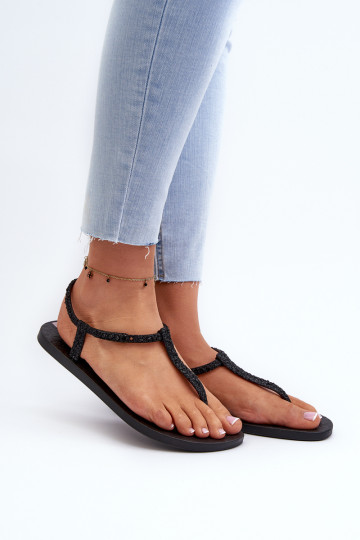 Sandalen über der Spitze mit Glanz in der Farbe Schwarz Class Brilha Fem 2