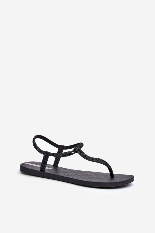 Sandalen über der Spitze mit Glanz in der Farbe Schwarz Class Brilha Fem
