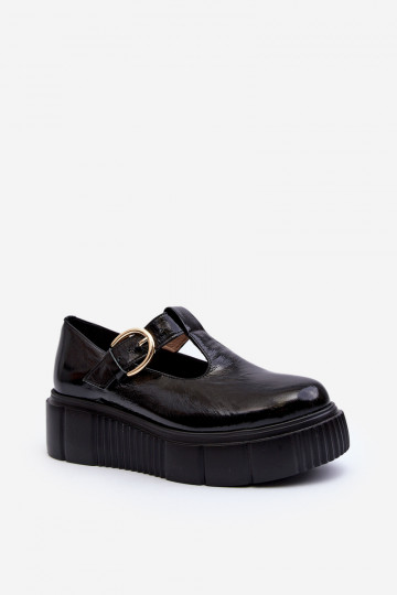 Plateauschuhe aus Lackleder in Schwarz von Zazoo 2