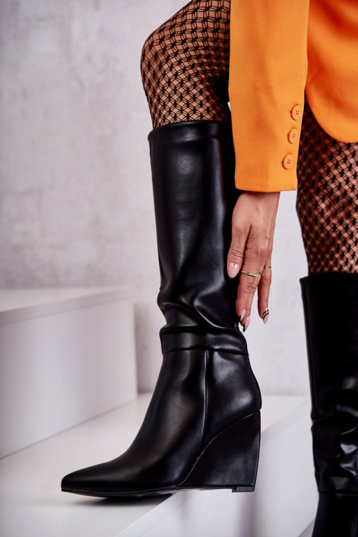 Schwarze Arlene-Plateaustiefel Schwarze Arlene-Plateaustiefel